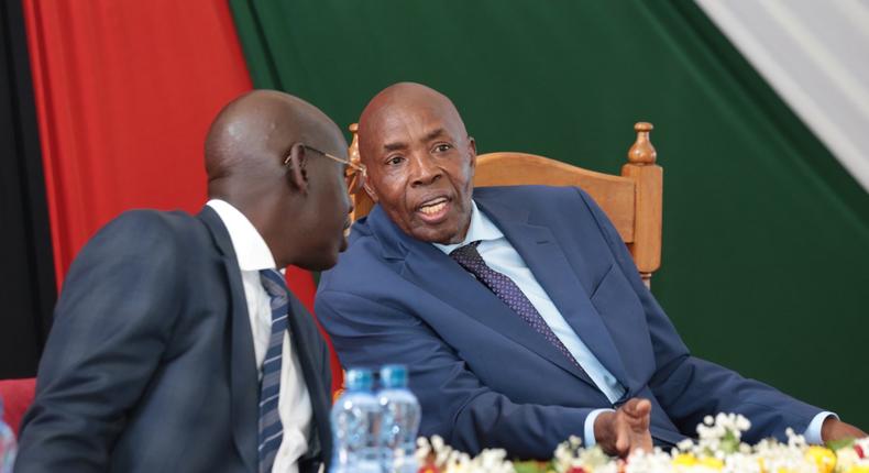 Education CS Ezekiel Machogu and PS Belio Kipsang officiating the release of 2023 KCSE examinations at Moi Girls High School, Eldoret