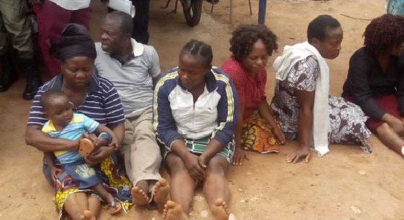 Chioma Fidelis and other criminal suspects being paraded by the police