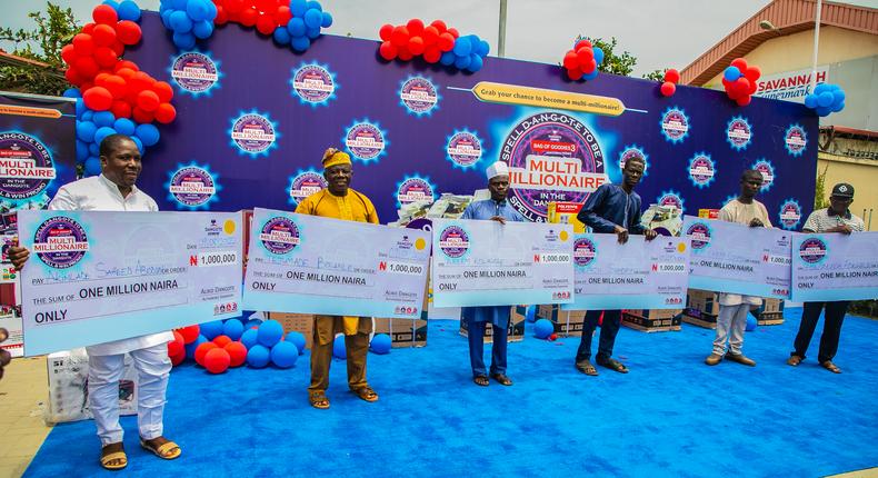 Akinlade Saheed Abiodun, Tejumade Bolanle, Akeem Kolawole Ibrahim, Adepaju Sunday, Nneji Ekene Cosmos and Adegbenga Adewale winners of N1 million