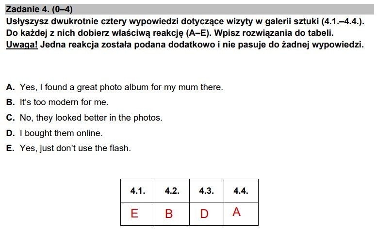 Egzamin ósmoklasisty 2023. Język angielski. Zadanie 4