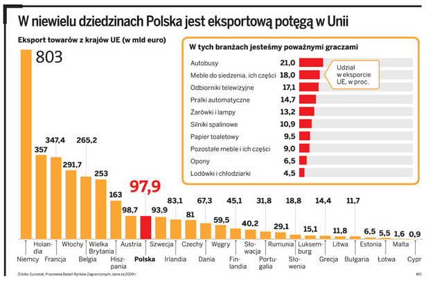 W niewielu dziedzinach Polska jest eksportową potęgą w Unii