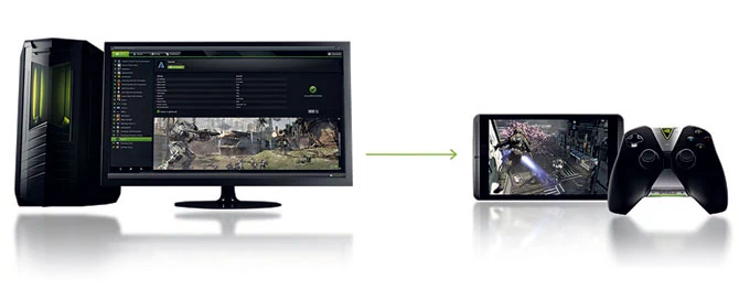 Jeśli komputer ma kartę graficzną Nvidia począwszy od GeForce GTX 650, to gry komputerowe przez sieć domową można bezprzewodowo strumieniować do tabletu Shield i grać na nim.