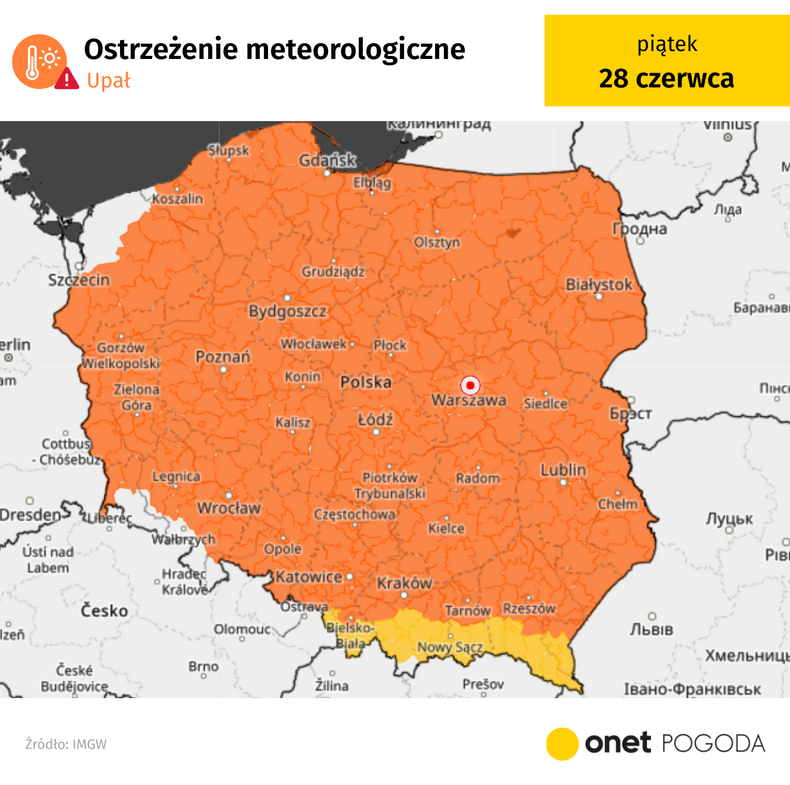 Niemal cała Polska została objęta pomarańczowymi ostrzeżeniami przed upałami
