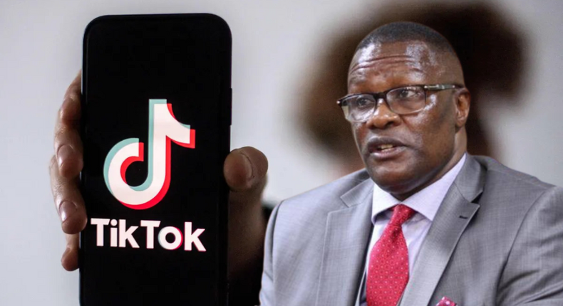 A collage of ICT CS Eliud Owalo and the TikTok logo