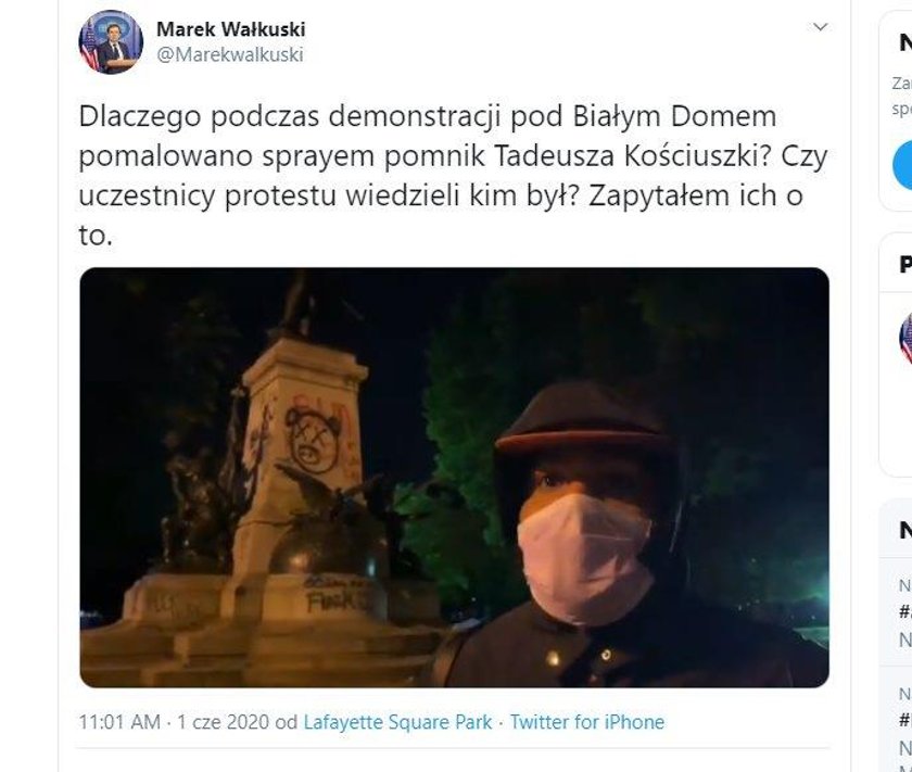 Wandale sprofanowali w Waszyngtonie pomnik Tadeusza Kościuszki