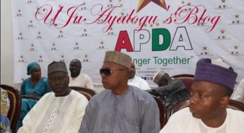 Mallam Shittu Mohammed flanked by two leaders of APDA