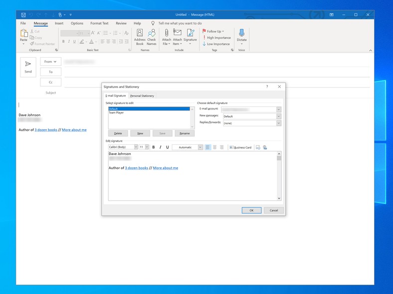 How to change signature in Outlook 2