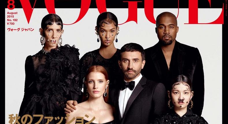 Kanye West, Kendall Jenner, Riccardo Tisci, Jessica Chastain, Joan Smalls, Mica Arganaraz, Jamie Bochert and Akimoto Kozue cover Vogue Japan August 2015 edition