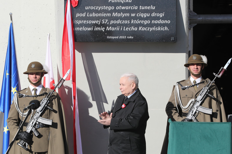 Jarosław Kaczyński at the tunnel opening ceremony in Zakopane