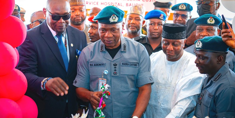 ASR Africa’s Managing Director/CEO, Ubon Udoh,Nigeria's Comptroller-General of Customs, Adewale Adeniyi, and others at the commissioning.