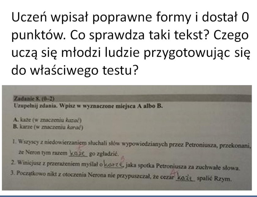 Sytuacja miała miejsce w jednej z polskich szkół, podczas próbnego egzaminu ósmoklasisty.