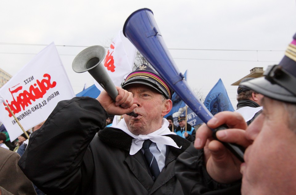 WARSZAWA KOLEJARZE PROTEST BLOKADA