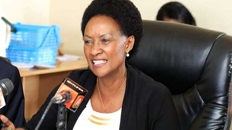 TSC CEO Nancy Macharia addressing the media