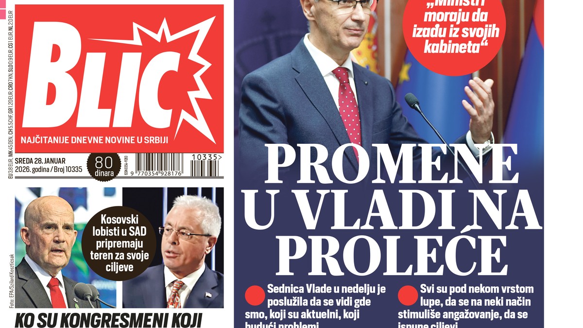 Blic naslovna strana za 28.1.