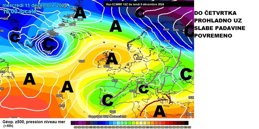 Prohladno do četvrtka uz povremene padavine