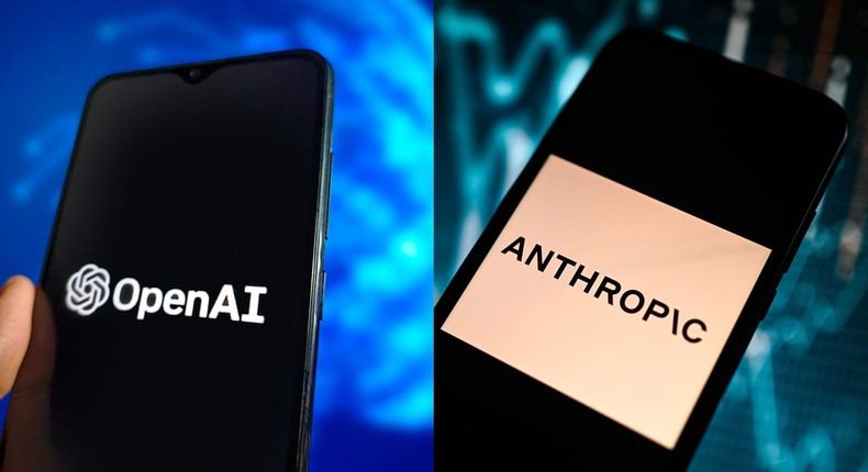 Anthropic's head of communications took a shot at OpenAI after several key staffers left OpenAI this week. left: CFOTO/Future Publishing via Getty Images right: Photo Illustration by Omar Marques/SOPA Images/LightRocket via Getty Images