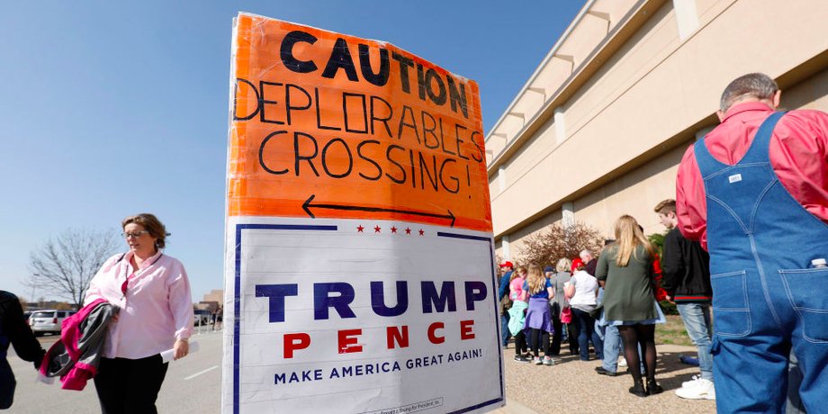 Trump supporters line up to hear President Donald Trump speak at a rally in Freedom Hall at the Kentucky Exposition Center March 20, 2017 in Louisville, Kentucky.