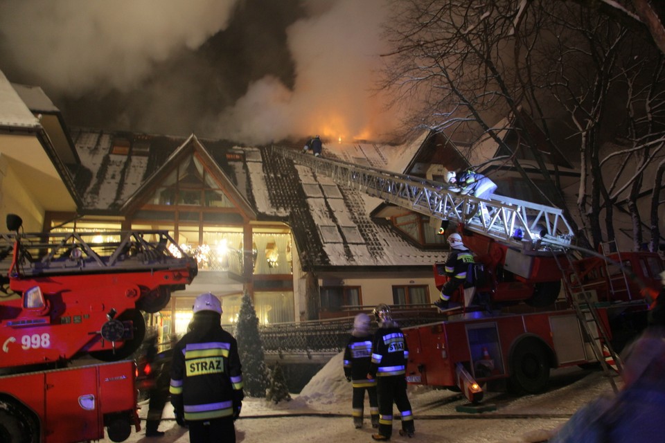 ZAKOPANE HOTEL BELVEDERE POŻAR (akcja gaszenia pożaru)