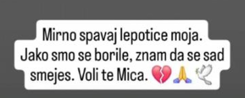 Milica se oprostila od Mine