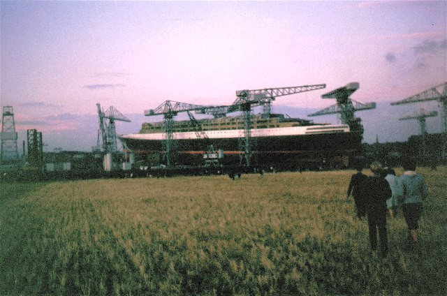 QE2 podczas budowy w stoczni, 1967 r. 
