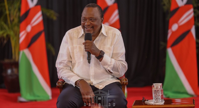 President Uhuru Kenyatta during his last interview as head of state where he hosted stations that broadcast in vernacular at State House.