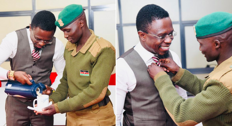 Sports CS Ababu Namwamba hosted Nation Youth Service officer Dickson Loyere in his office on Tuesday, November 8, 2022