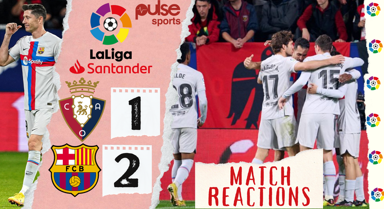 Barcelona recorded a 2-1 comeback win against Osasuna in La Liga