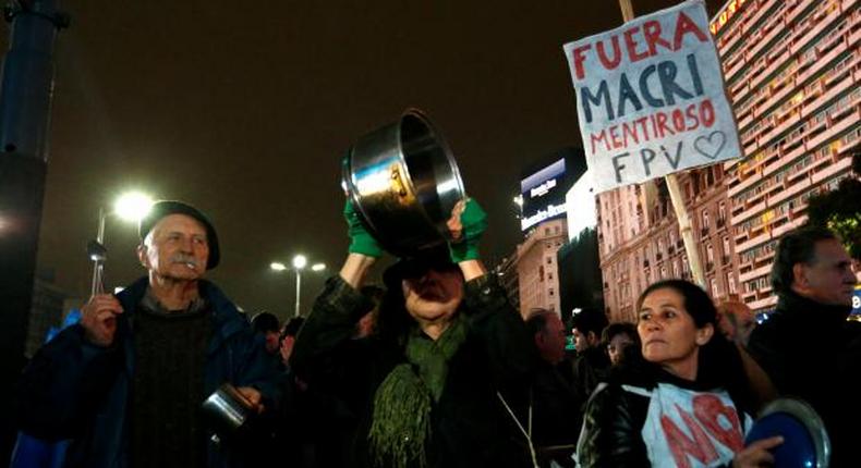 Argentines bang pots against soaring utility bills under Macri