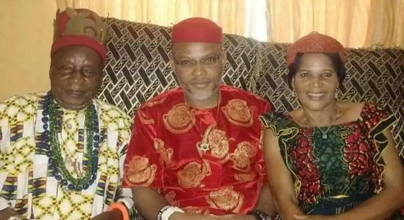 Nnamdi Kanu meets parents after his release from Kuje Prison