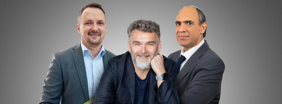 Od lewej: Marcin Maciąg, CEO i współtwórca Pets Diag, Maciej Adamaszek, twórca true™ men skin care oraz Sanjeev Choudhary, prezes zarządu Medinice SA 
