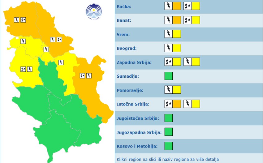 Meteoalarm za sutra