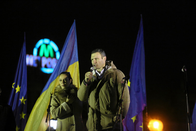 Wielka demonstracja w Kijowie. Do zgromadzonych na Majdanie wyszedł Witalij Kliczko.