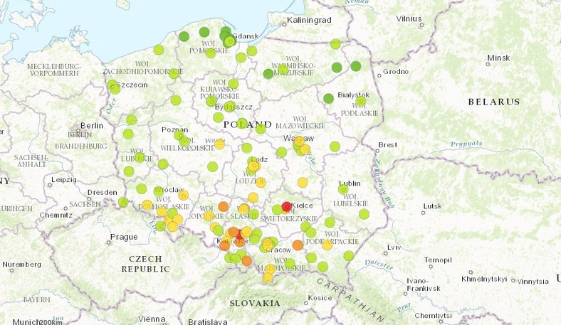 Stężenie pyłu PM10. Pomiar 17.03.2017 od 03:00 do 04:00