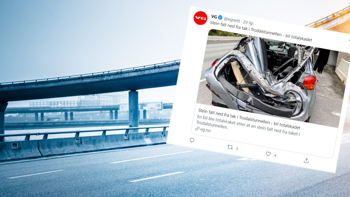 Norwegia: na auto Polaka spadł ważący tonę kamień