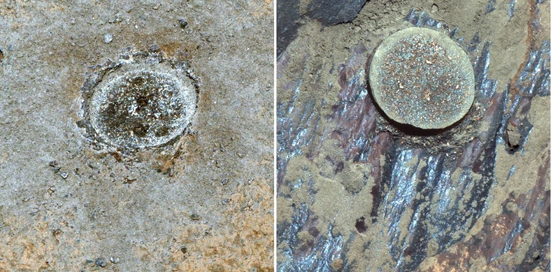 Otwory wywiercone w skałach Marsa