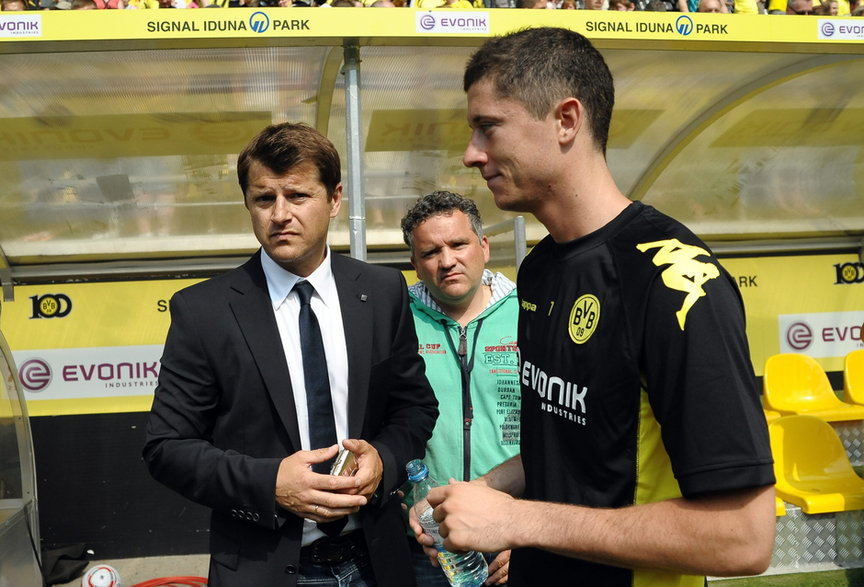 Cezary Kucharski i Robert Lewandowski po transferze do Borussii Dortmund