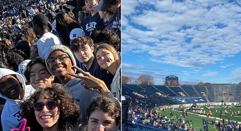 The author and his friends at the Yale-Harvard football game.Courtesy of Samuel Johnson-Noya & Miles Kirkpatrick