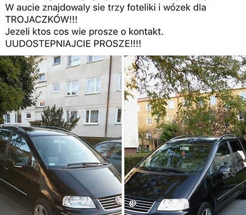 Skradziono samochód, a wraz z nim wózek dla trojaczków