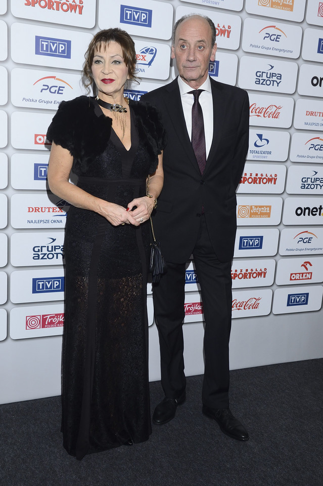 Dariusz Szpakowski z żoną na Balu Mistrzów Sportu w 2015 r.