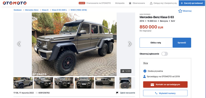 Mercedes-AMG G 63 AMG 6x6 - 3 mln 842 tys. 500 zł