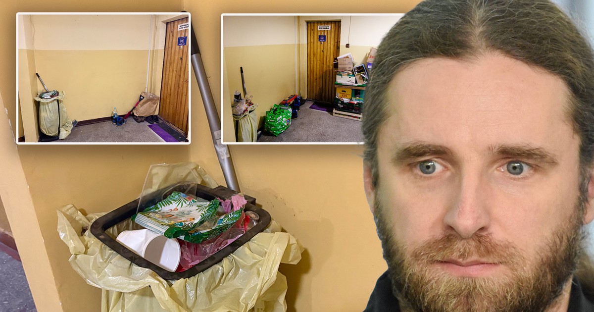 Dobromir Sośnierz znów trzyma śmieci na korytarzu. Sąsiedzi i spółdzielnia rozkładają ręce