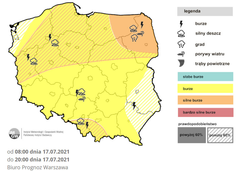 Prognoza burz na sobotę