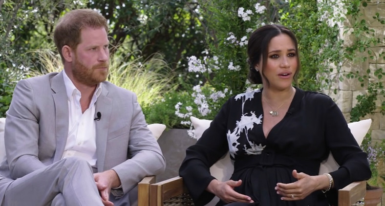 Książę Harry i Meghan Markle w czasie wywiadu z Oprah Winfrey