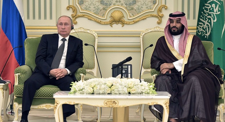 Russian President Vladimir Putin meets with Saudi Crown Prince Mohammed bin Salman.