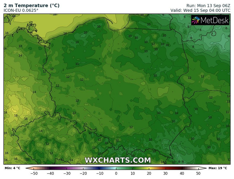 W nocy tylko miejscami temperatura spadnie nieco poniżej 10 st. C