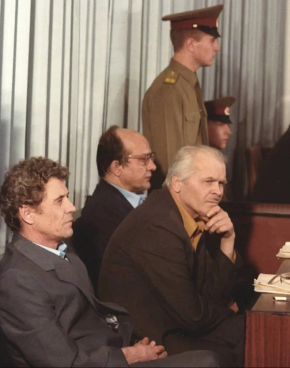 Briuchanow, Diatłow i Fomin na sali sądowej, 1987 r.