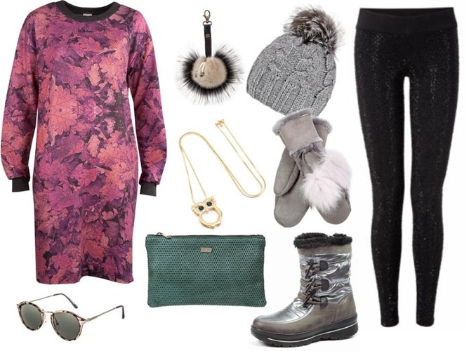 Bluza – Rabarbar/rabarbar.com.pl, saszetka – antbag by ania/antbags.pl, brelok, czapka, rękawiczki – Gena/gena.pl, buty – Caprice/caprice.pl, getry – Philipp Plein/e-catwalk.pl