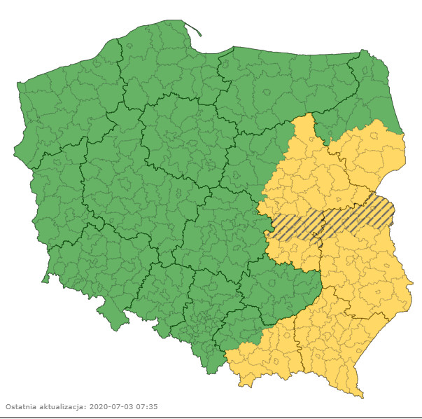 Ostrzeżenia IMGW przed burzami w województwach wschodnich