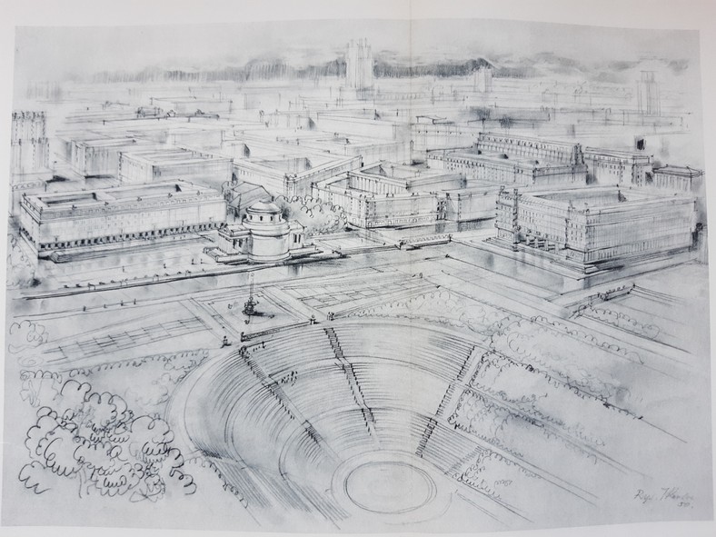 Plac Trzech Krzyży 1955, rys. Jan Knothe 1950, sześcioletni Plan Odbudowy Warszawy, Warszawa 1950