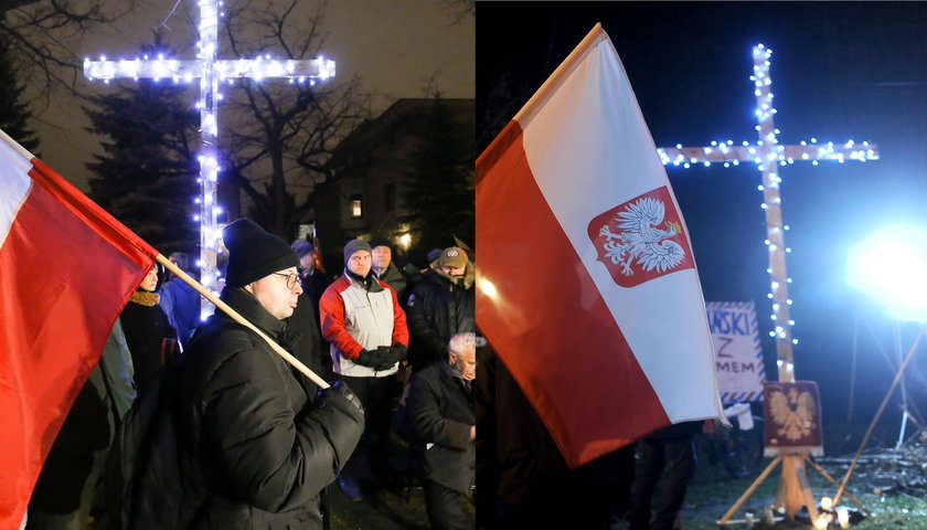 Krzyż pod domem gen. Kiszczaka i gen Jaruzelskiego